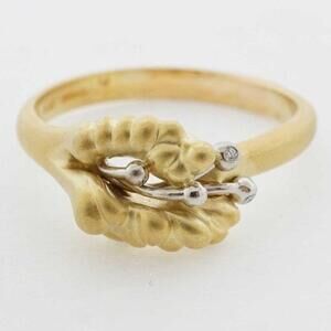 18K Diamond Ring Estate Sale Vintage Style Size 11.5 - 0.02 CT F VS2 8.80g